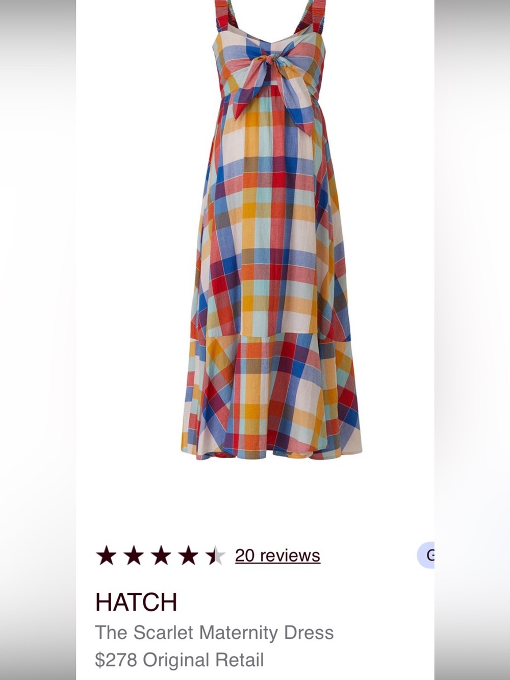 Hatch Scarlet maternity dress size 1(US4-6)